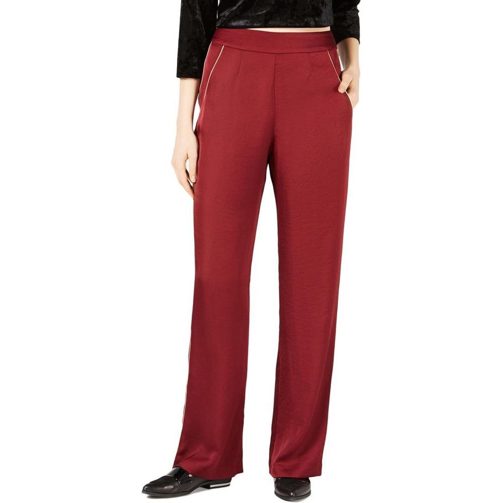 Leyden Burgundy Satin Piped Dress Pants